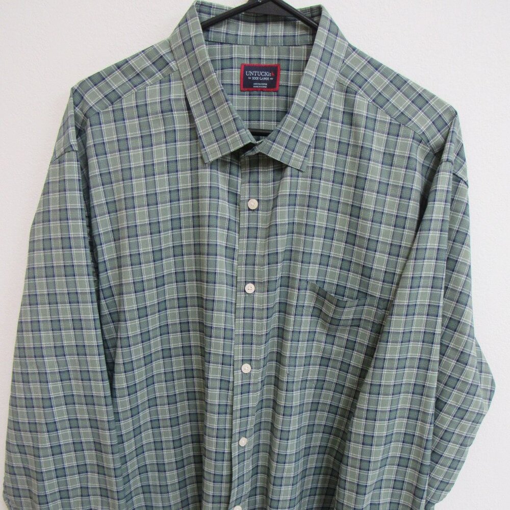 Untuckit Lansbury Green Plaid Long Sleeve Button-Up Shirt 3XL